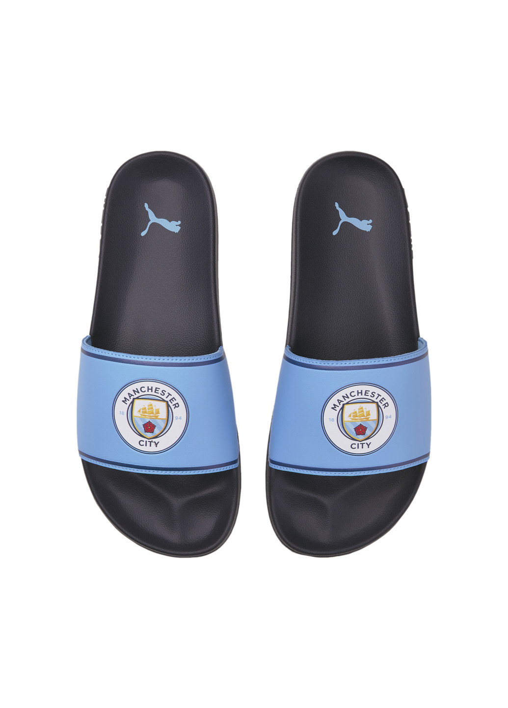 Шлепанцы Man City Leadcat 2.0 Sandals Puma однотонные синие спортивные