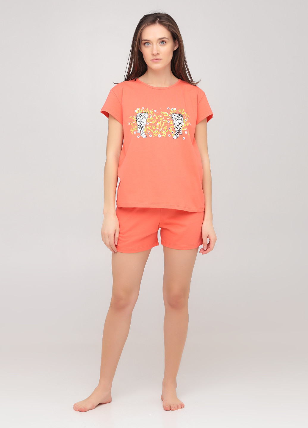 Коралловая всесезон пижама (футболка, шорты) футболка + шорты Lucci
