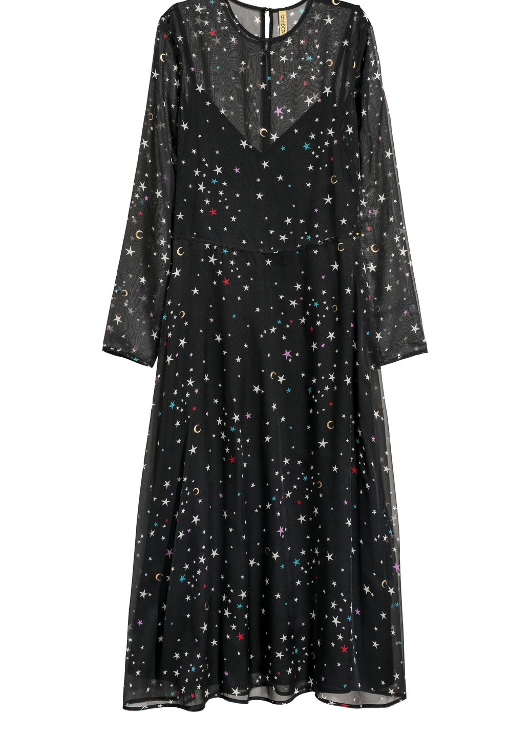 Чорна кежуал шифонова сукня з малюнком H&M зірки