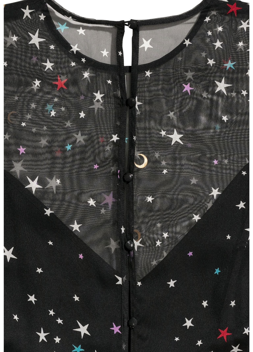 Черное кэжуал шифоновое платье с рисунком H&M звезды