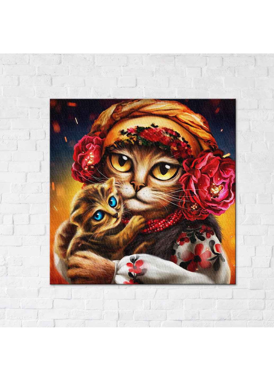 Картина-постер сім'я котиків ©Маріанна Пащук 40х40 см Brushme (254643194)