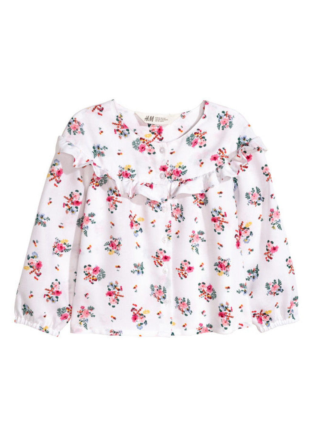 Белая цветочной расцветки блузка H&M демисезонная