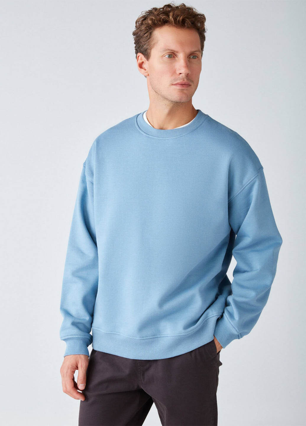 Блакитний світшот Grimelange однотонний без декору (328720263)