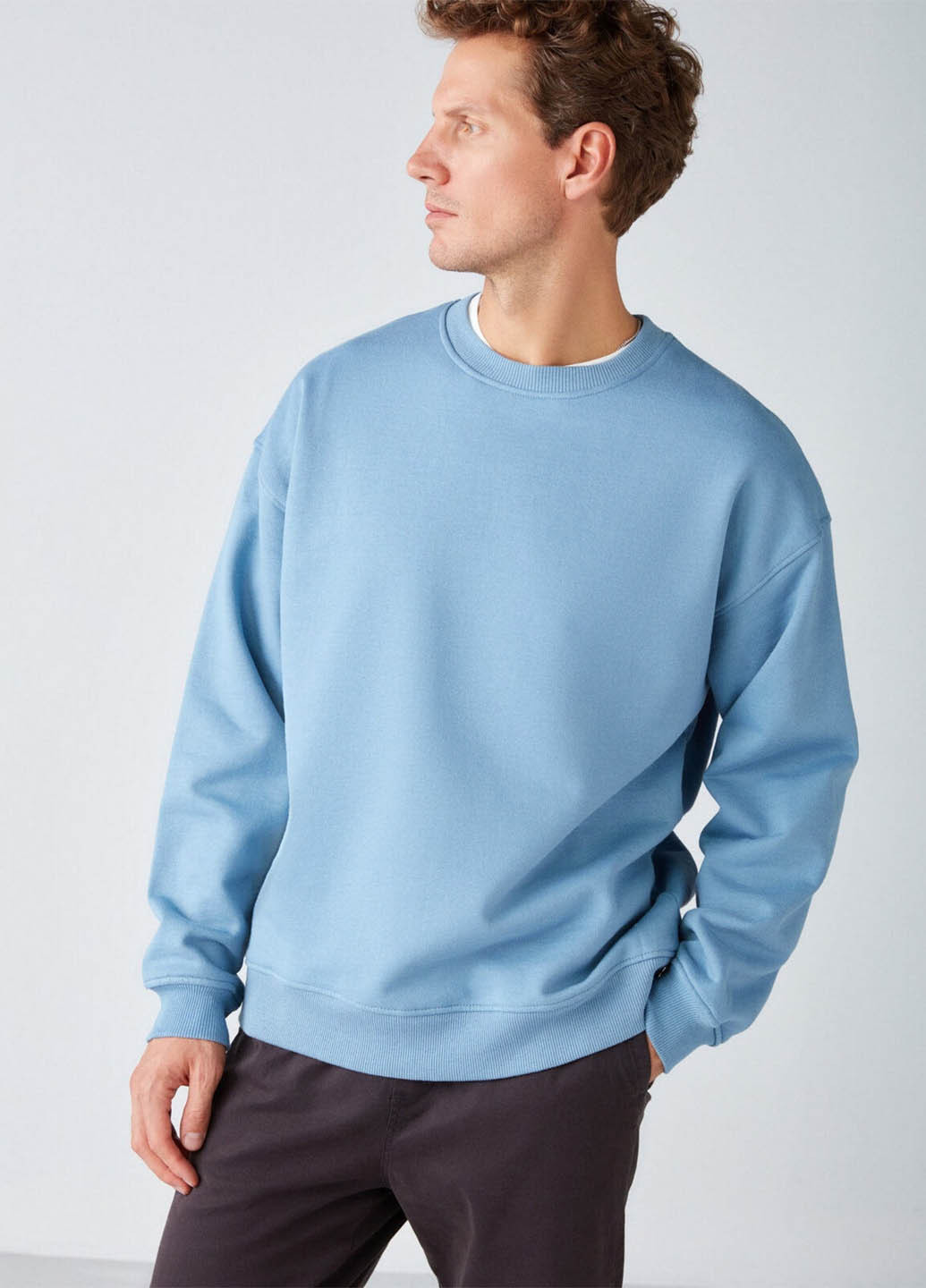 Блакитний світшот Grimelange однотонний без декору (328720263)