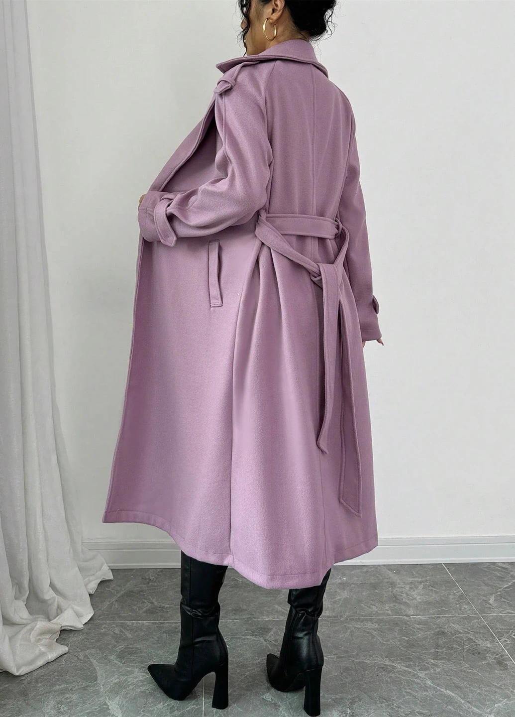 Розово-лиловое зимнее Пальто однобортное SHEIN