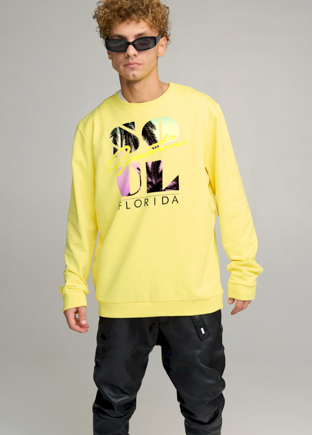 Желтый світшот чоловічий oversize /no flis/ YAPPI рисунок (254557454)