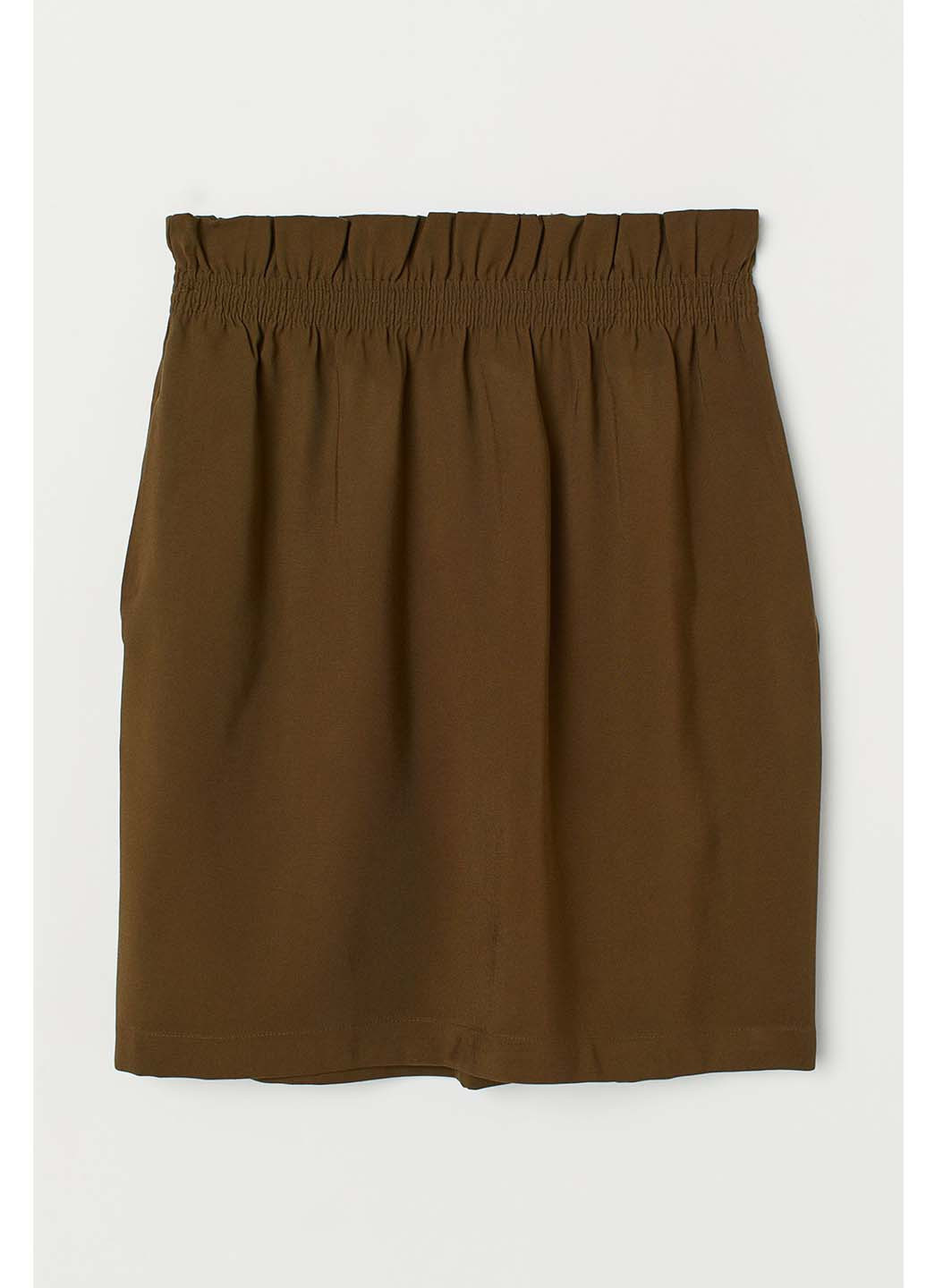 Оливковая (хаки) кэжуал однотонная юбка H&M а-силуэта (трапеция)