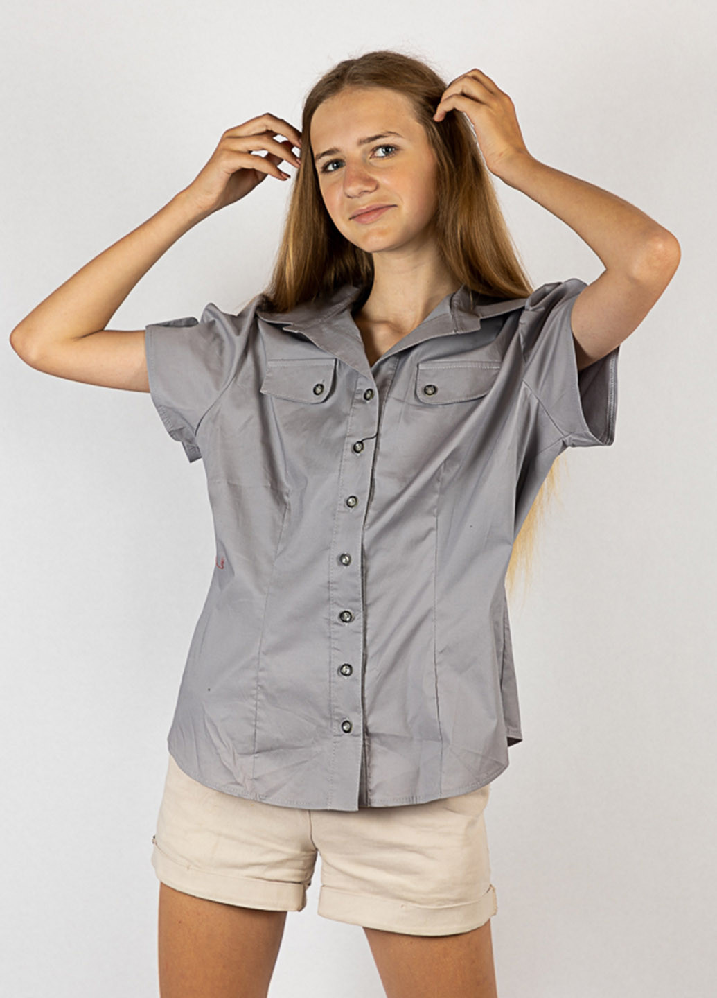 Серая кэжуал рубашка однотонная Time of Style