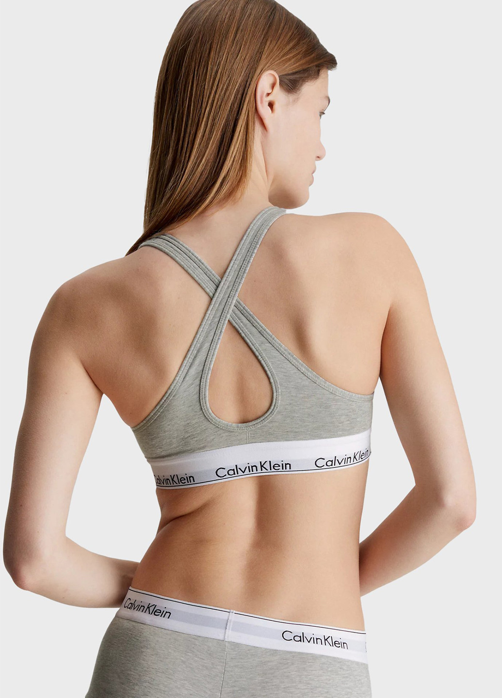 Серый топ бюстгальтер Calvin Klein без косточек хлопок