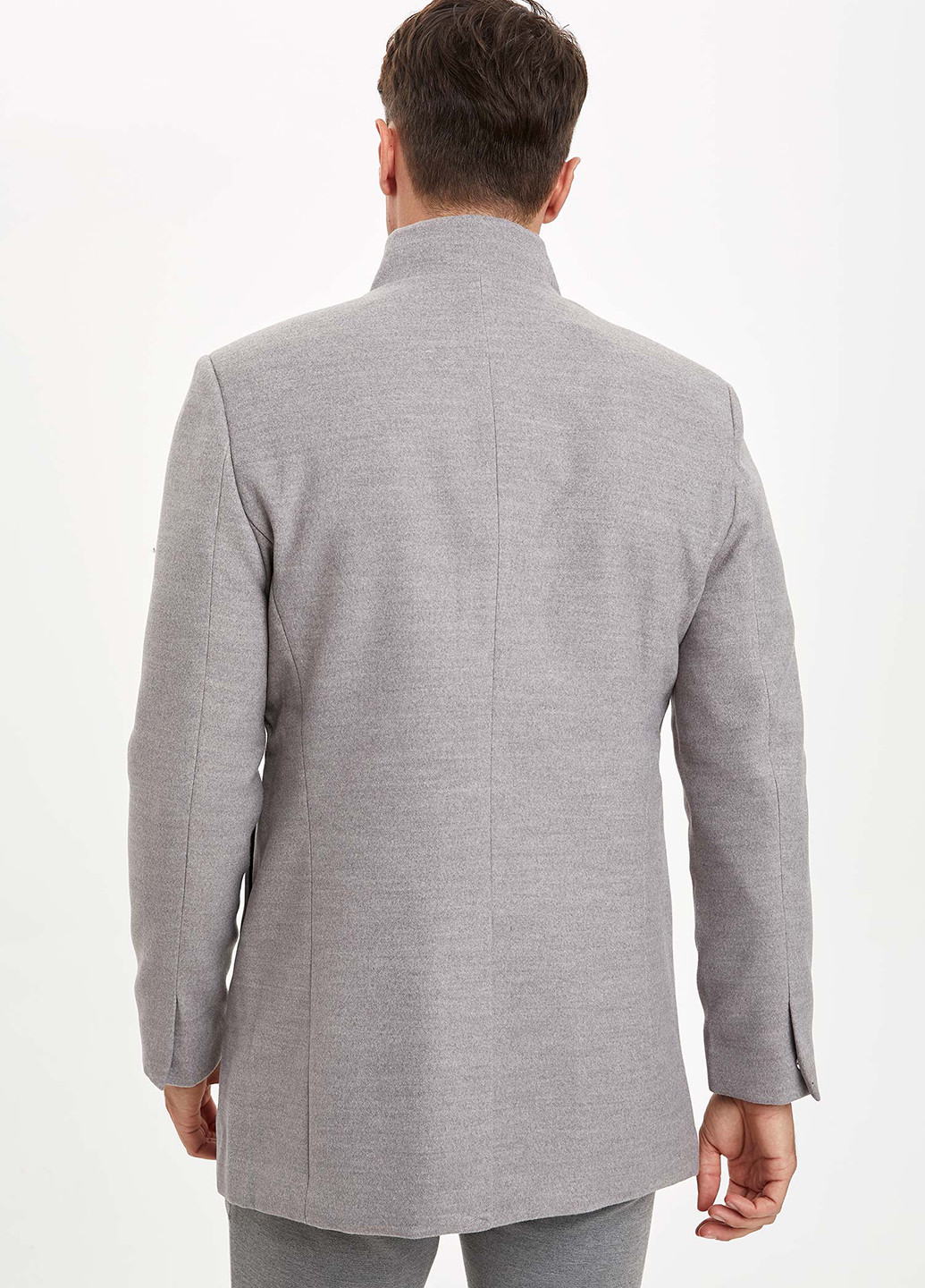 Пиджак DeFacto меланж серый кэжуал вискоза, полиэстер