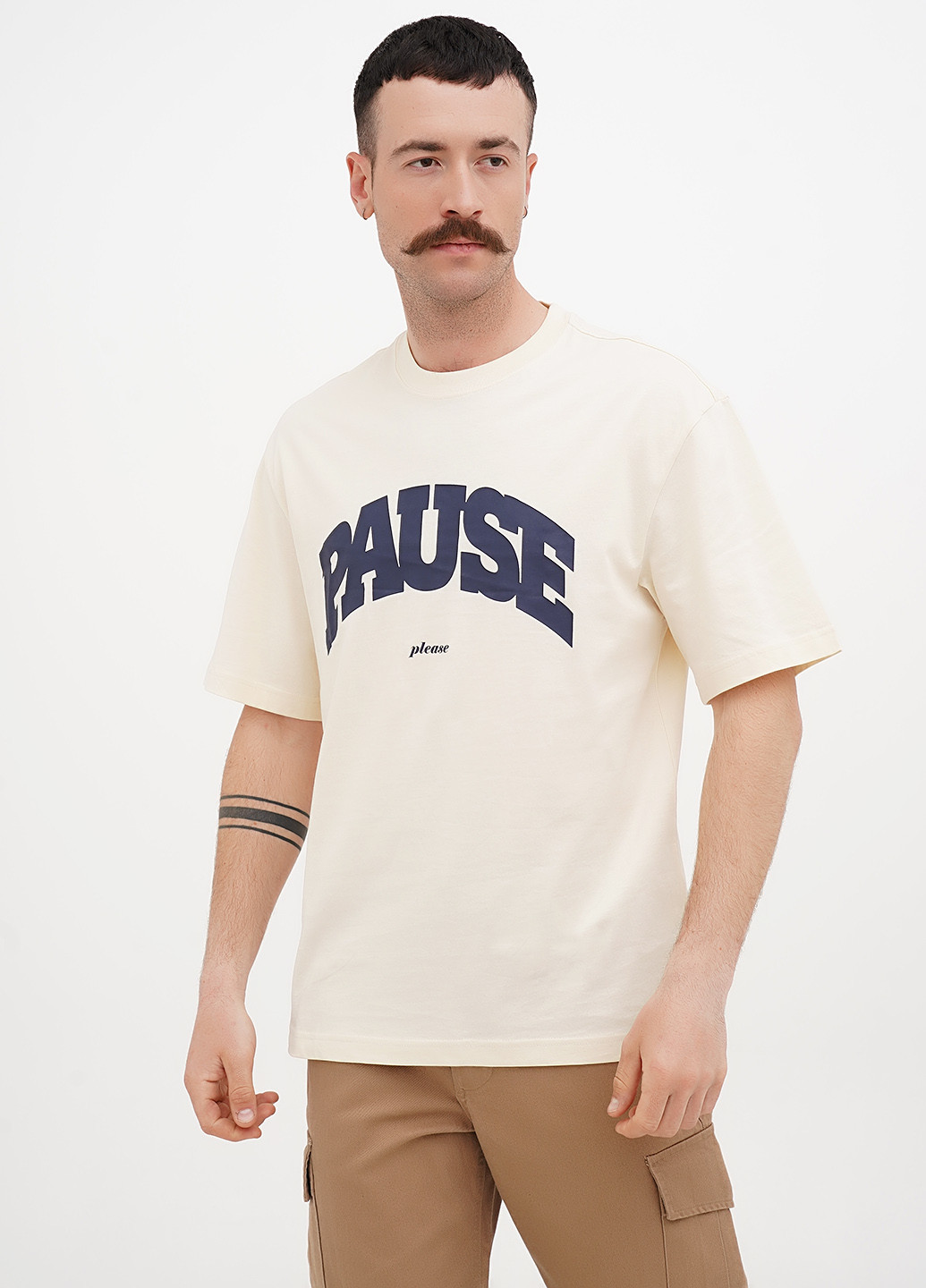 Кремовая футболка H&M