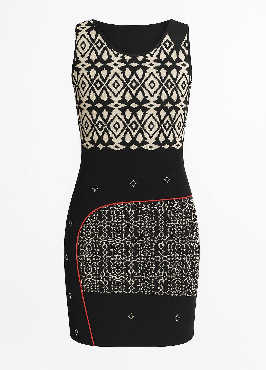 Чорна кежуал сукня футляр Sassofono з орнаментом