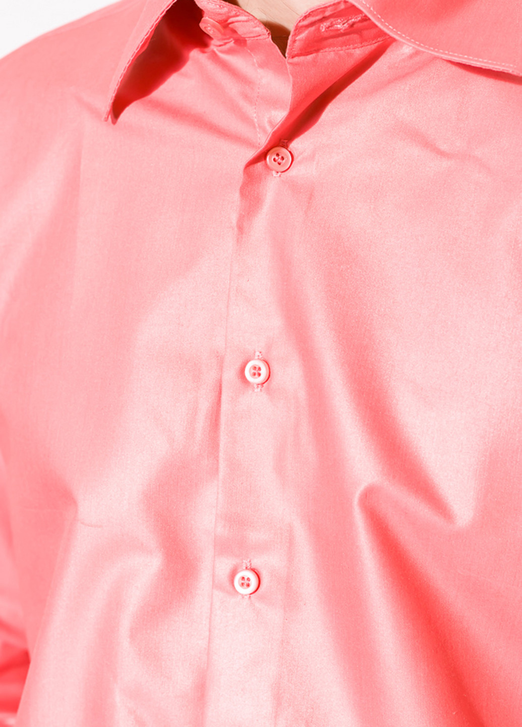 Коралловая кэжуал рубашка однотонная Time of Style с длинным рукавом