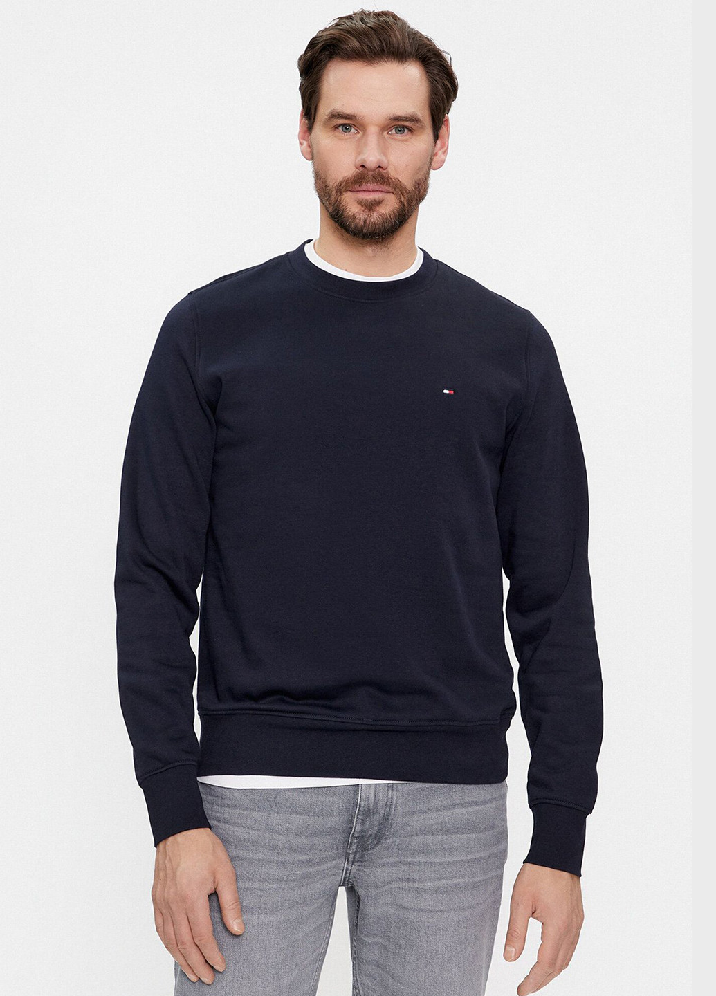 Темно-синій світшот Tommy Hilfiger однотонний вишивка (306682103)