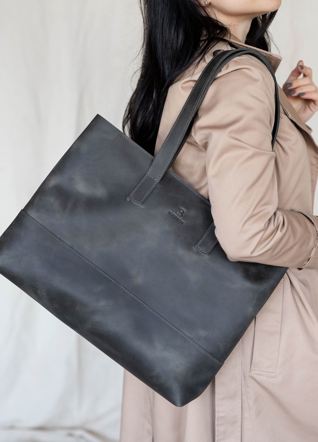 Вместительная женская сумка шоппер коньячного цвета из натуральной полуматовой кожи Boorbon (253342365)