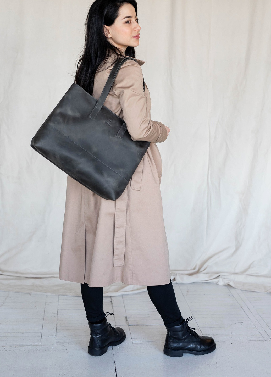 Вместительная женская сумка шоппер коньячного цвета из натуральной полуматовой кожи Boorbon (253342365)