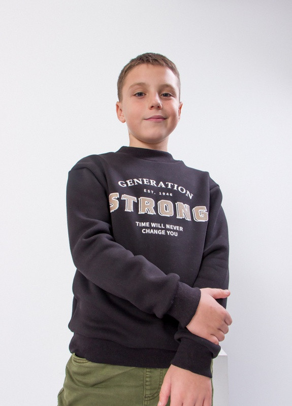 Носи своє свитшот для мальчика (подростковый) надпись черный повседневный трикотаж