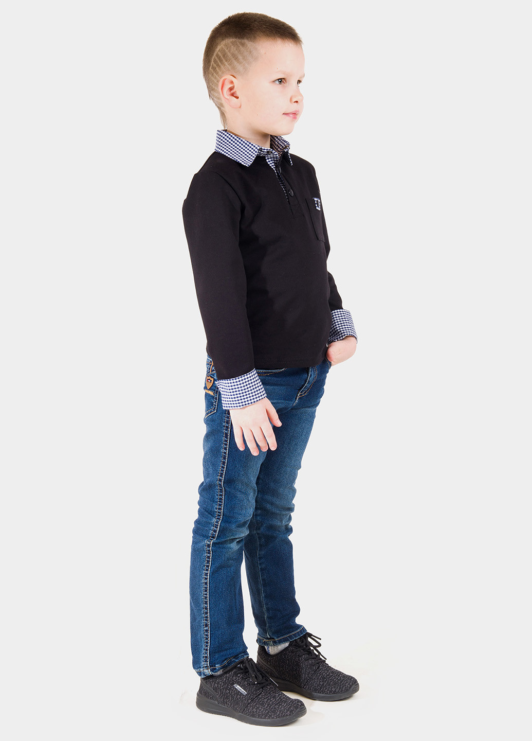 Черная детская футболка-поло для мальчика Lola Fashion однотонная