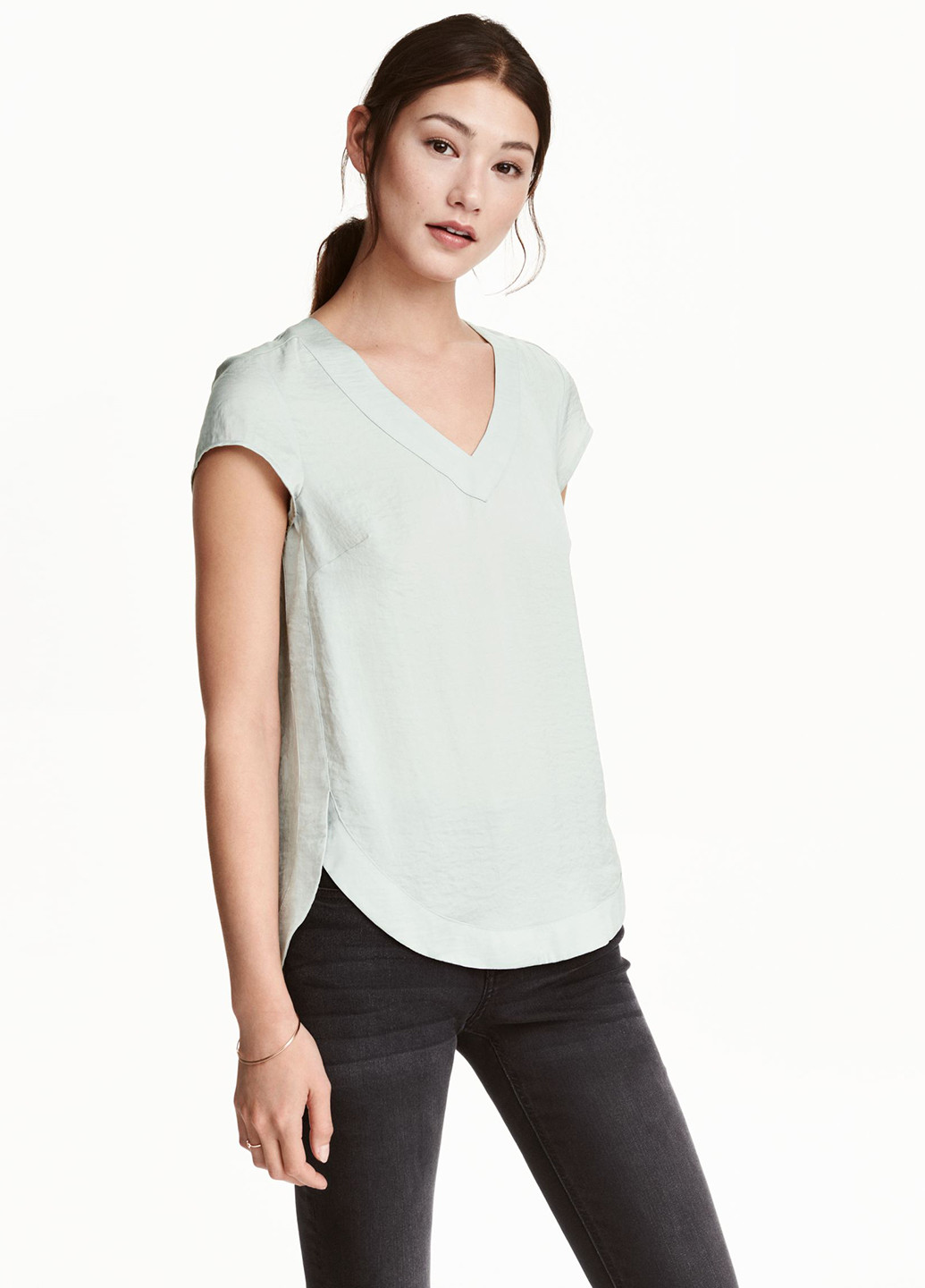 Светло-серая летняя блуза H&M