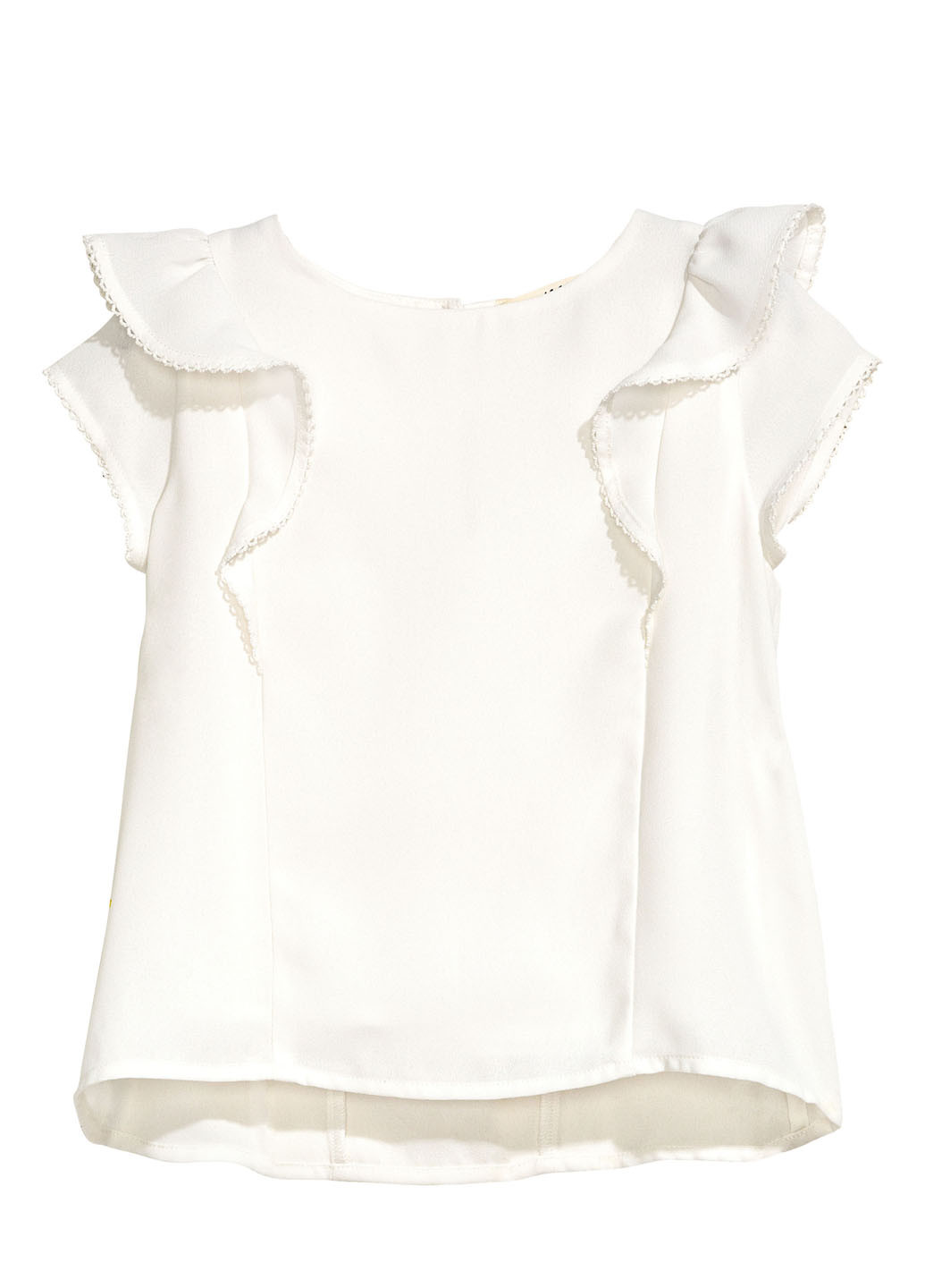 Молочная однотонная блузка с коротким рукавом H&M летняя
