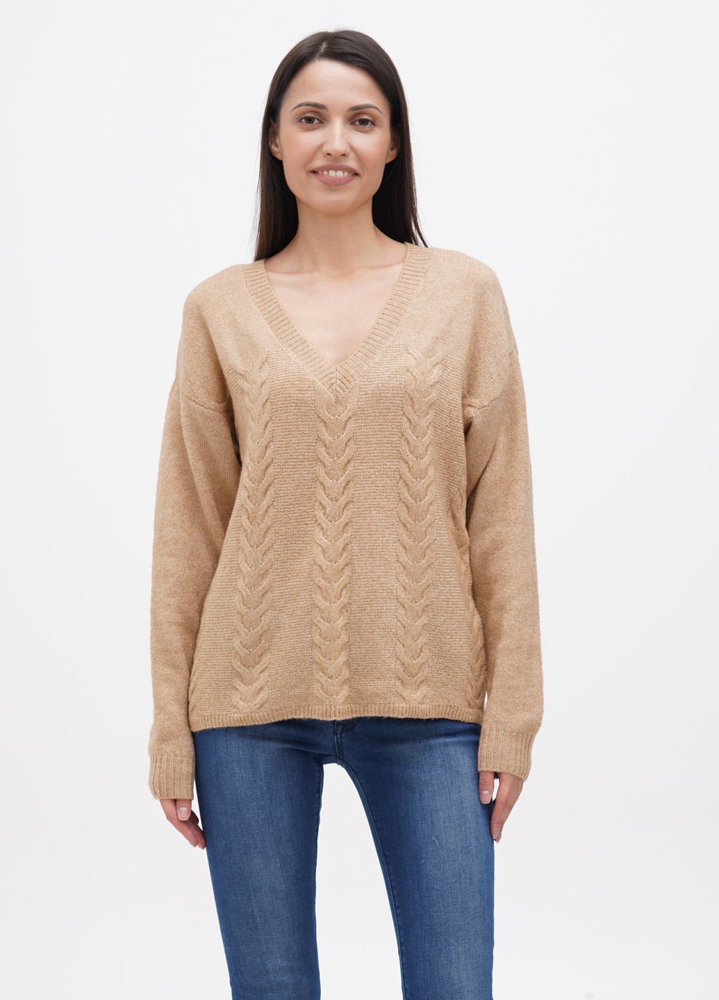 Бежевый демисезонный пуловер пуловер Vila