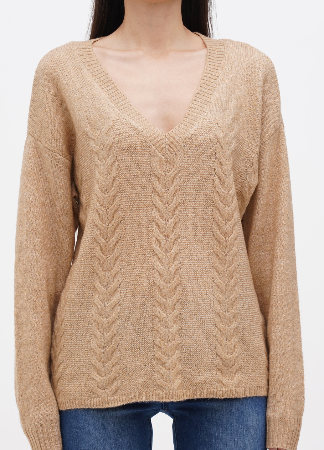 Бежевый демисезонный пуловер пуловер Vila