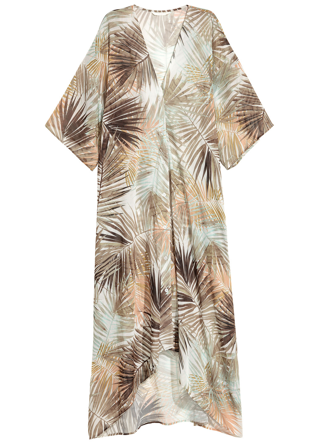 Бежевое кэжуал платье рубашка H&M с абстрактным узором