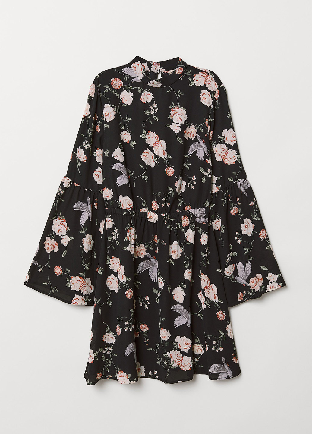 Чорна кежуал плаття, сукня а-силует H&M з квітковим принтом