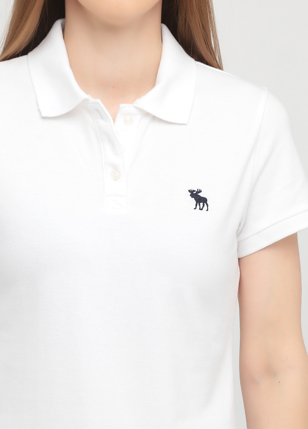 Белая женская футболка-поло Abercrombie & Fitch однотонная