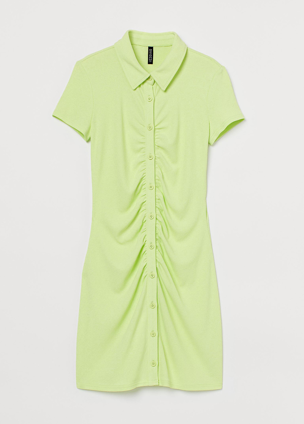 Салатовое кэжуал платье рубашка H&M однотонное