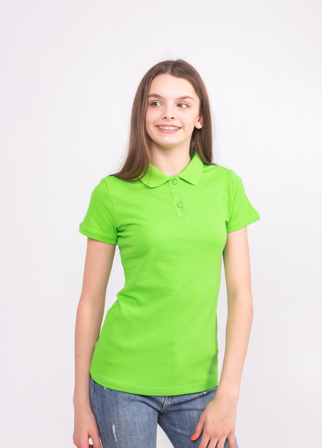 Салатовая женская футболка-футболка поло жіноча TvoePolo однотонная