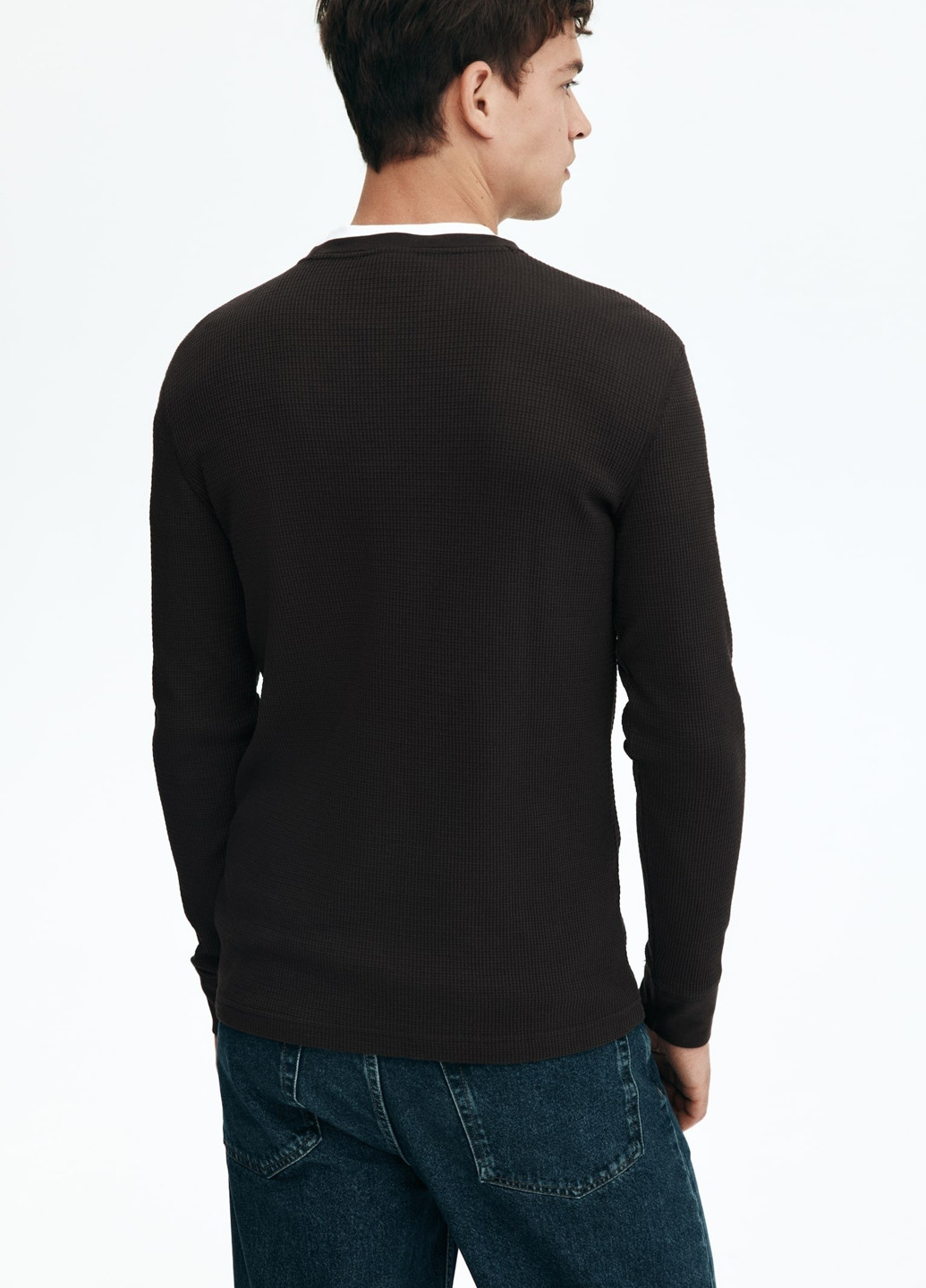 Коричневый демисезонный кэжуал лонгслив H&M однотонный