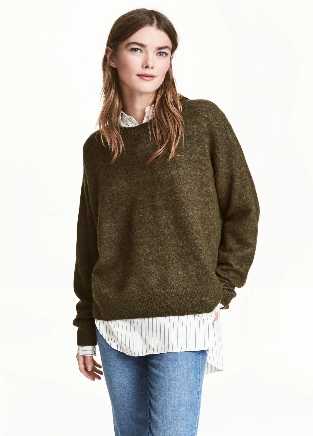 Оливковий (хакі) демісезонний светр H&M