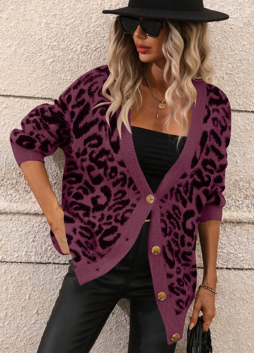 Бордовый демисезонный кардиган SHEIN