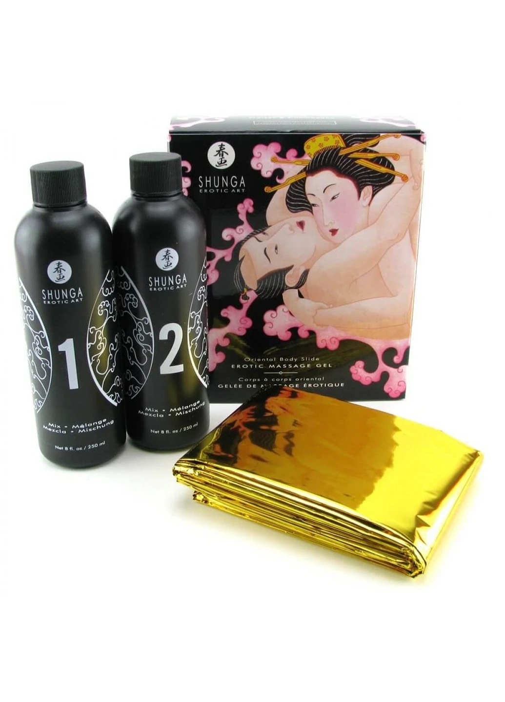Гель для NURU массажа Oriental Body-to-Body - Sparkling Strawberry Wine плюс простыня Shunga (254151909)