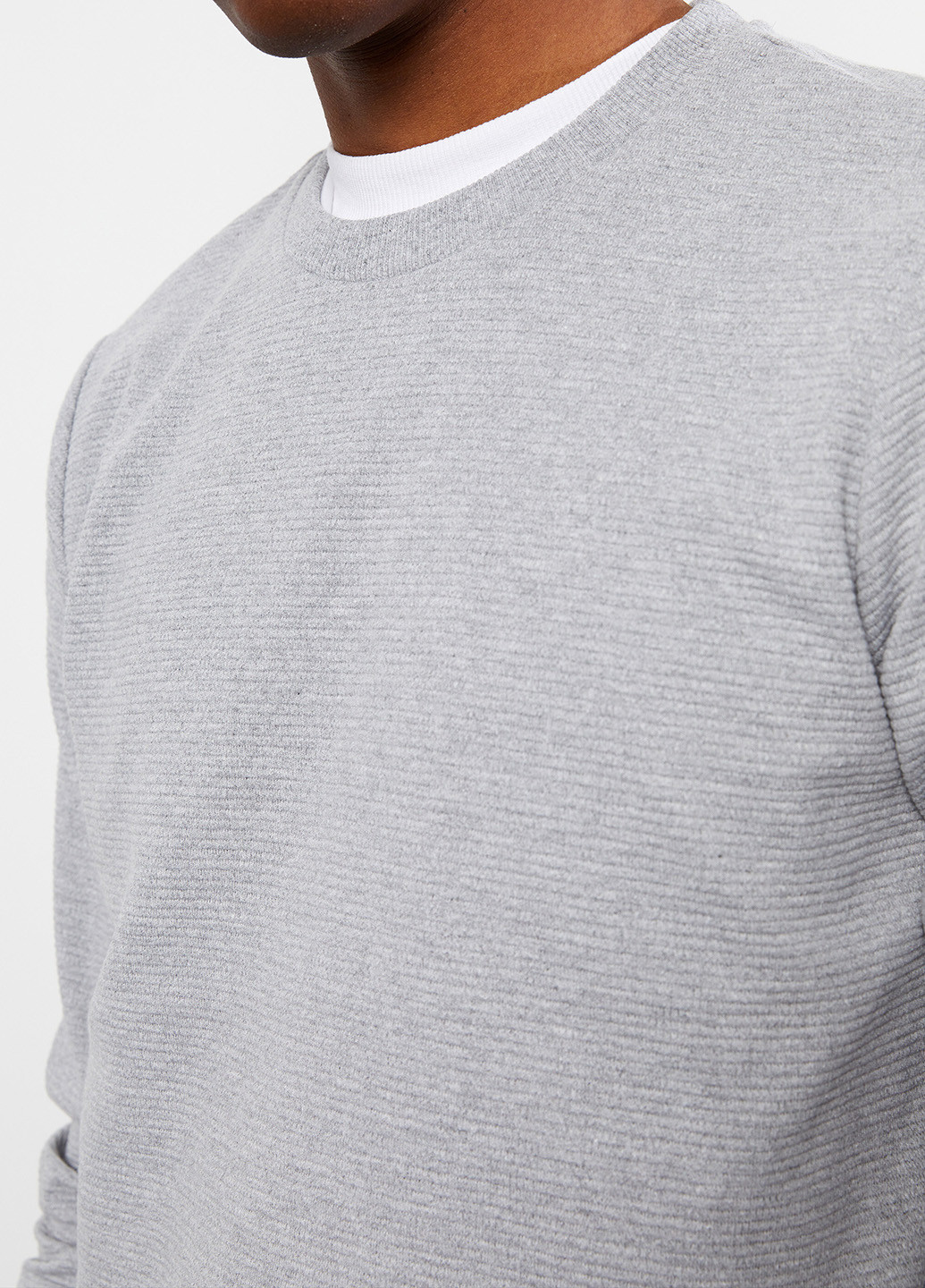 Серый свитшот LC Waikiki меланж без декора (257422863)