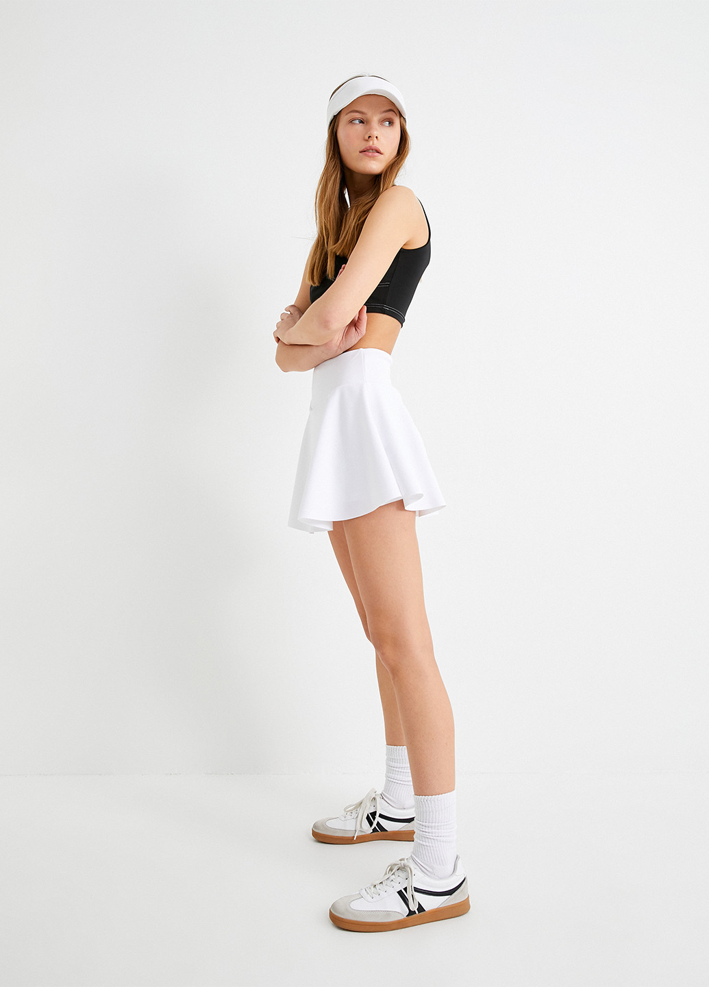 Белая кэжуал, спортивная однотонная юбка KOTON клешированная
