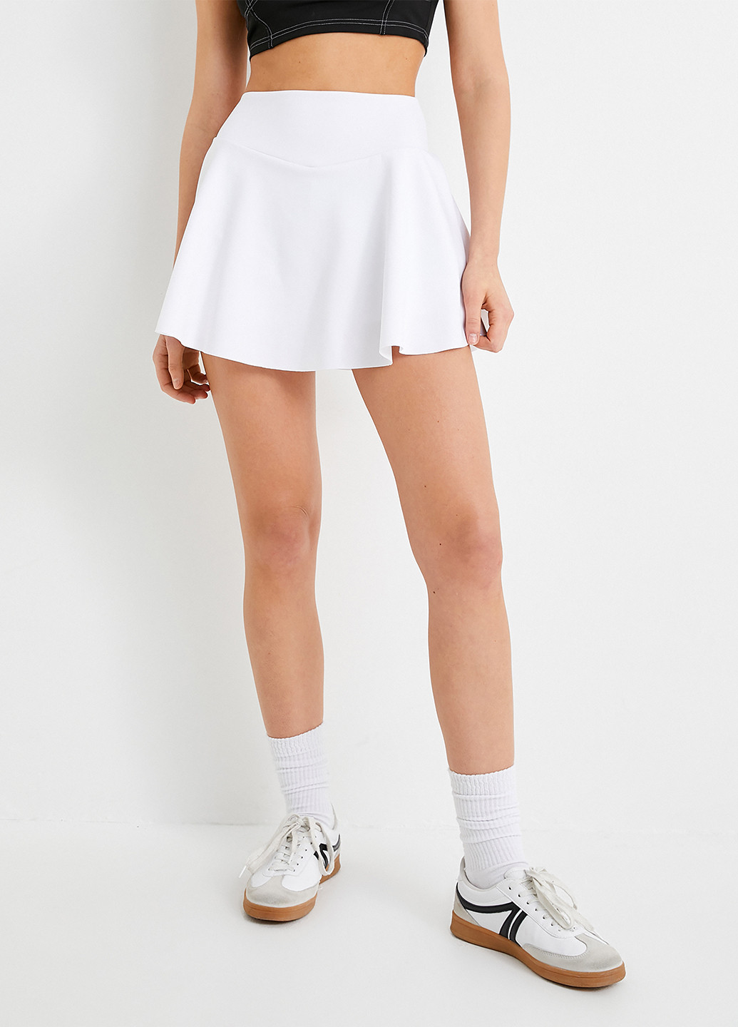 Белая кэжуал, спортивная однотонная юбка KOTON клешированная