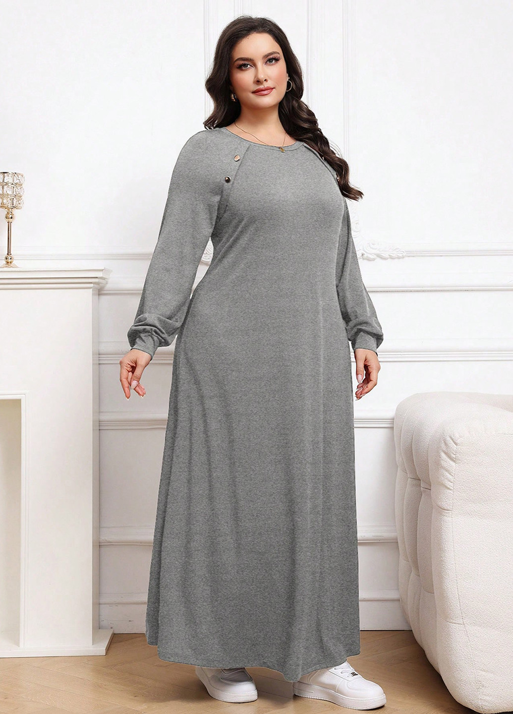 Сіра кежуал сукня а-силует SHEIN меланжева