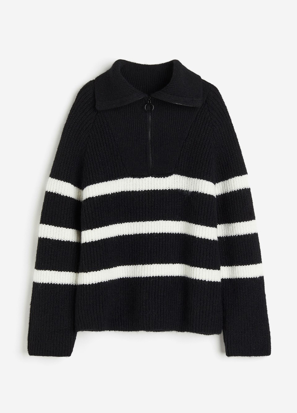 Черно-белый зимний свитер H&M