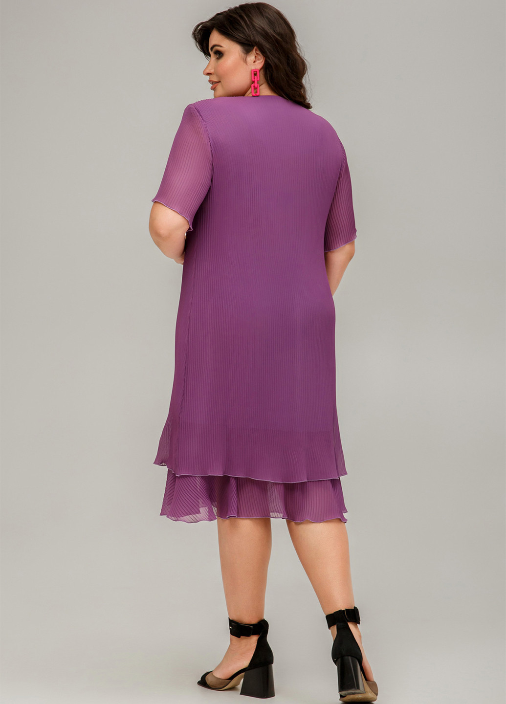 Фіолетова кежуал сукня плісована, а-силует A'll Posa однотонна