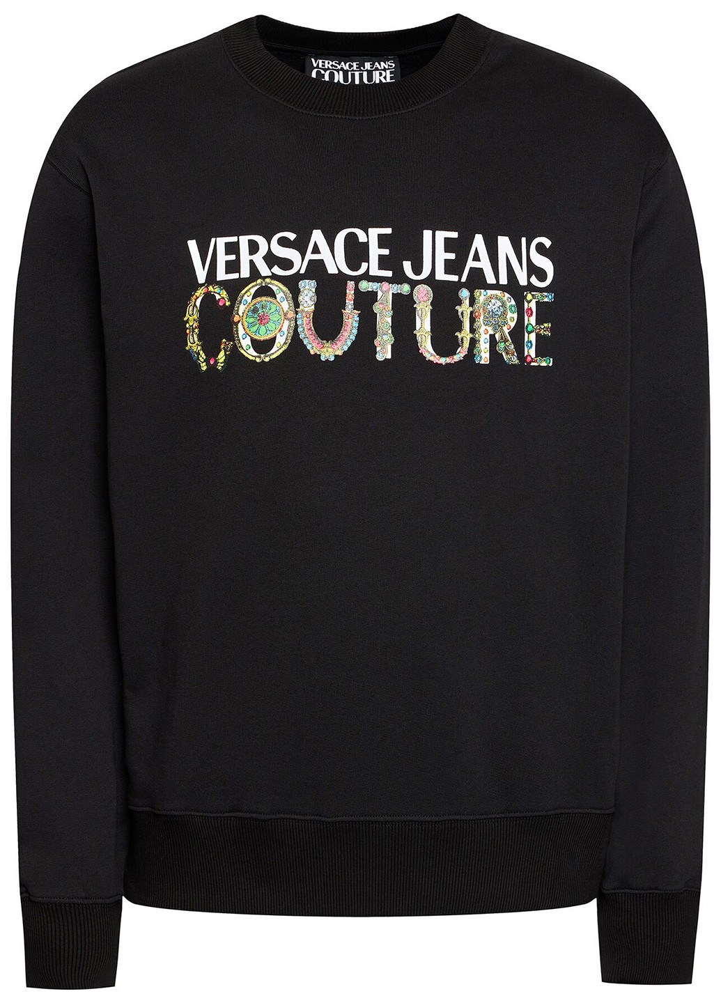 Світшот Versace Jeans - Прямий крій напис чорний кежуал трикотаж, бавовна - (253407813)