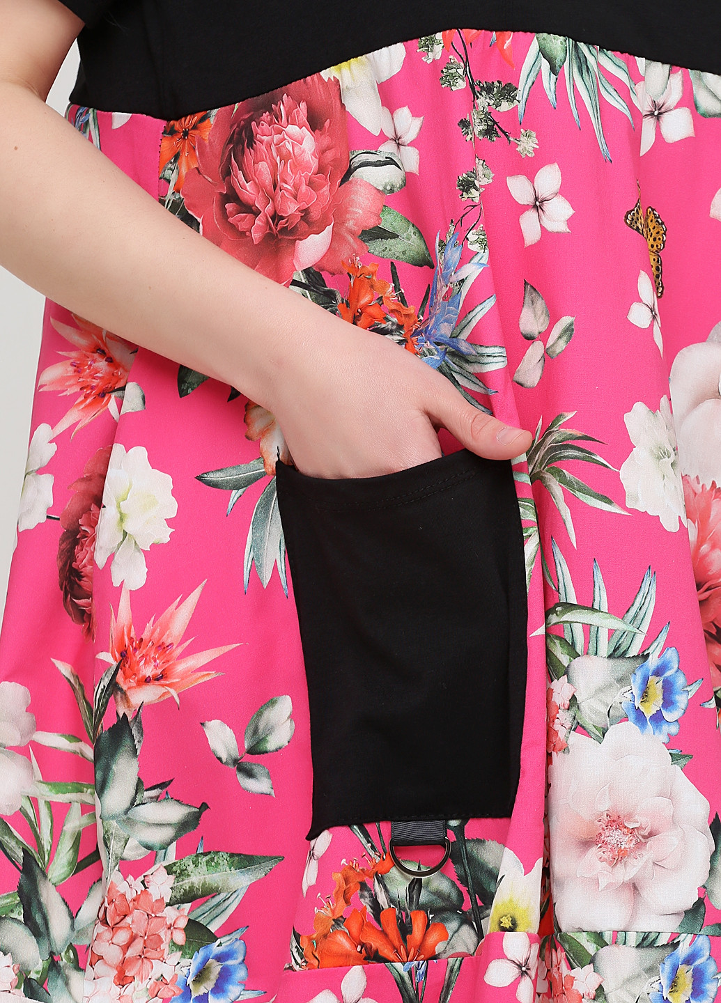 Розовое кэжуал платье оверсайз, баллон 159 С с цветочным принтом
