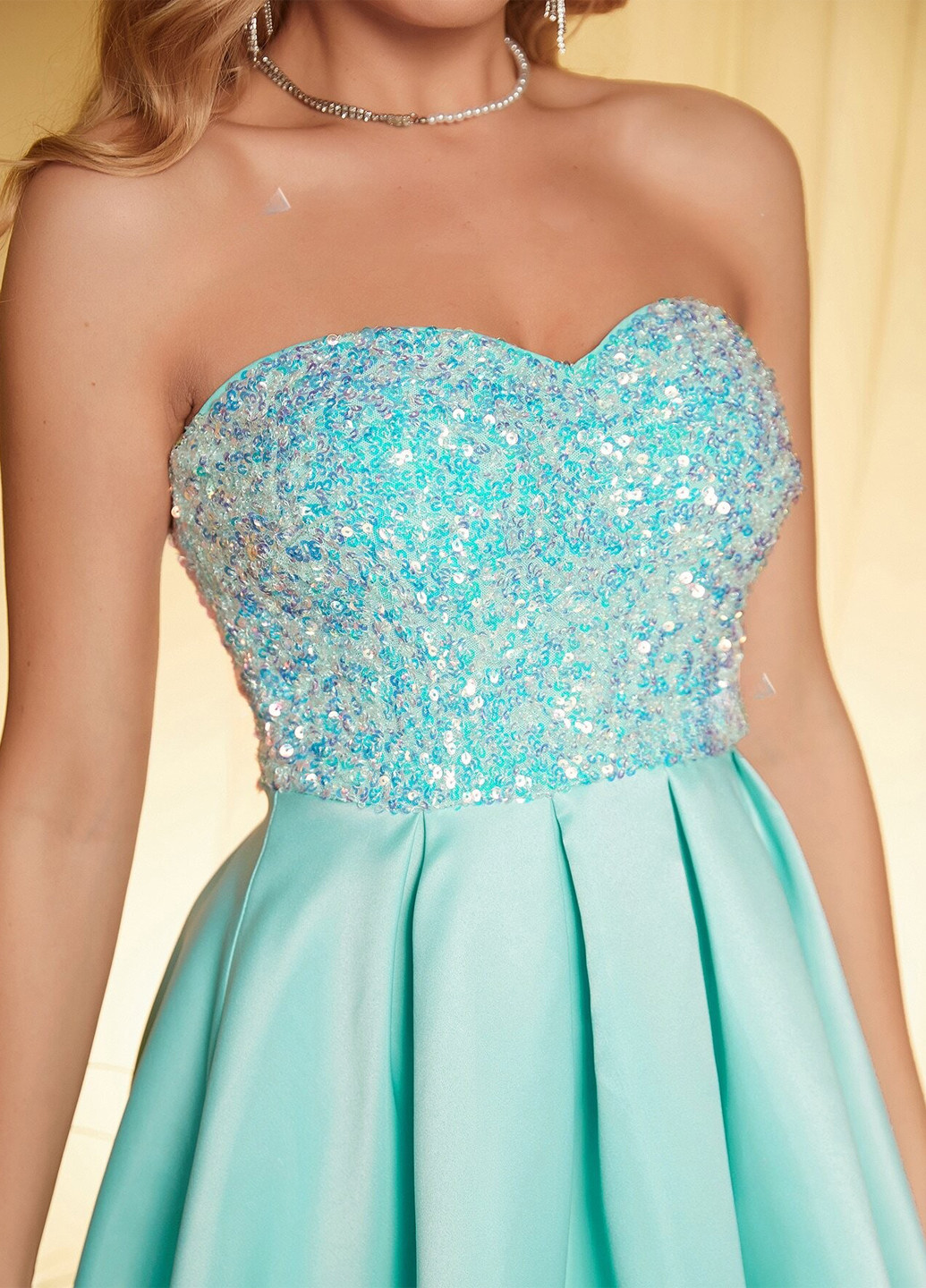 М'ятна святковий, коктейльна сукня з спідницею-сонце, з відкритою спиною SHEIN однотонна