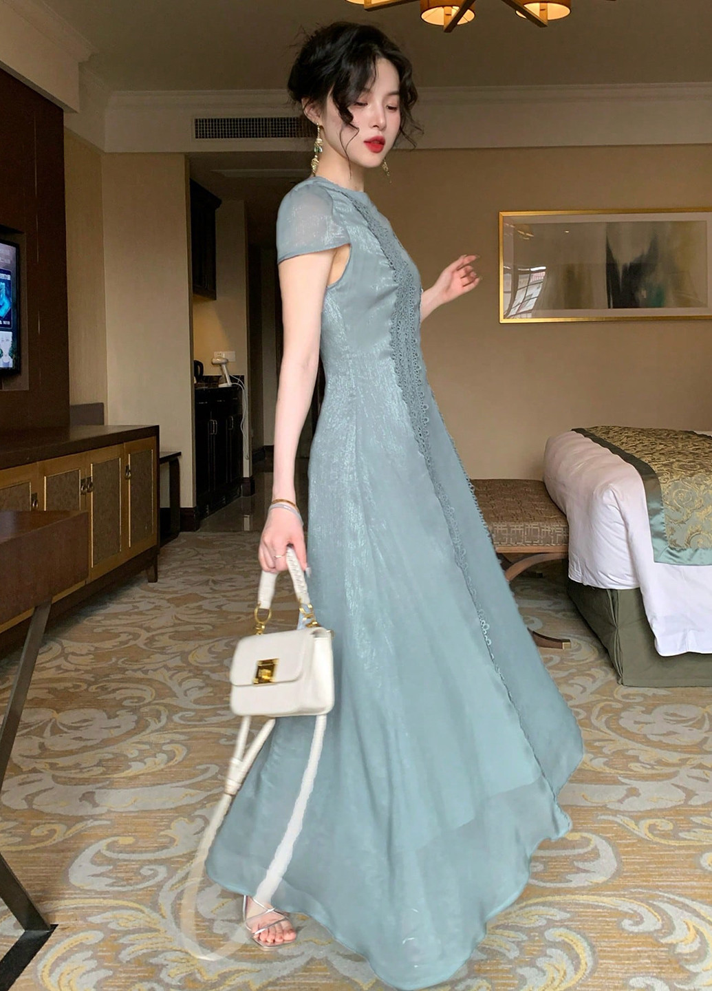 Сіро-голубий святковий сукня а-силует SHEIN однотонна