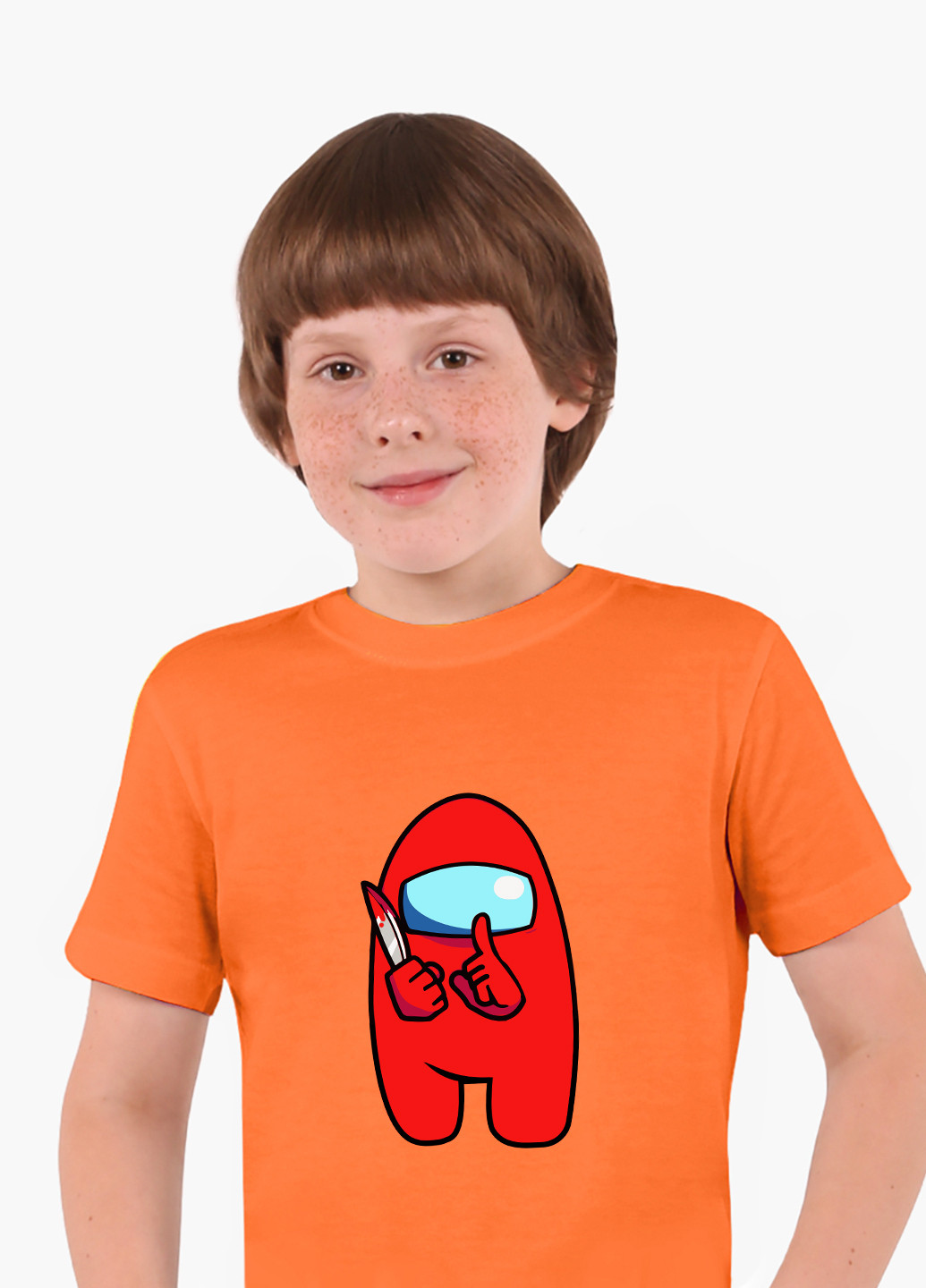 Помаранчева демісезонна футболка дитяча амонг ас червоний (among us red) (9224-2417) MobiPrint