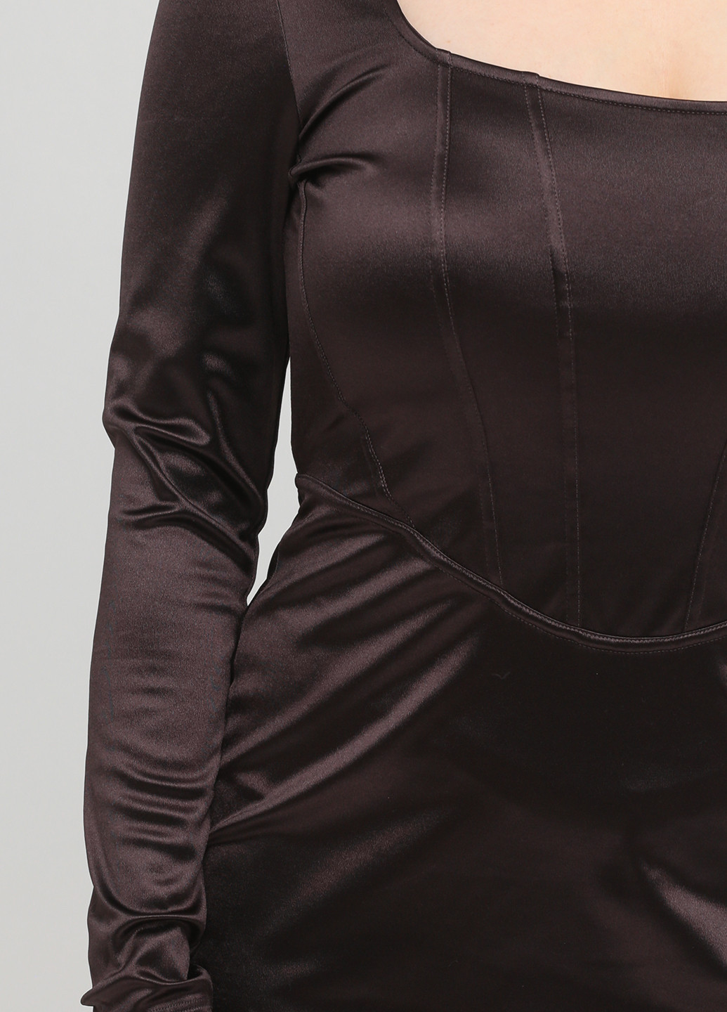 Темно-коричнева коктейльна сукня футляр H&M однотонна
