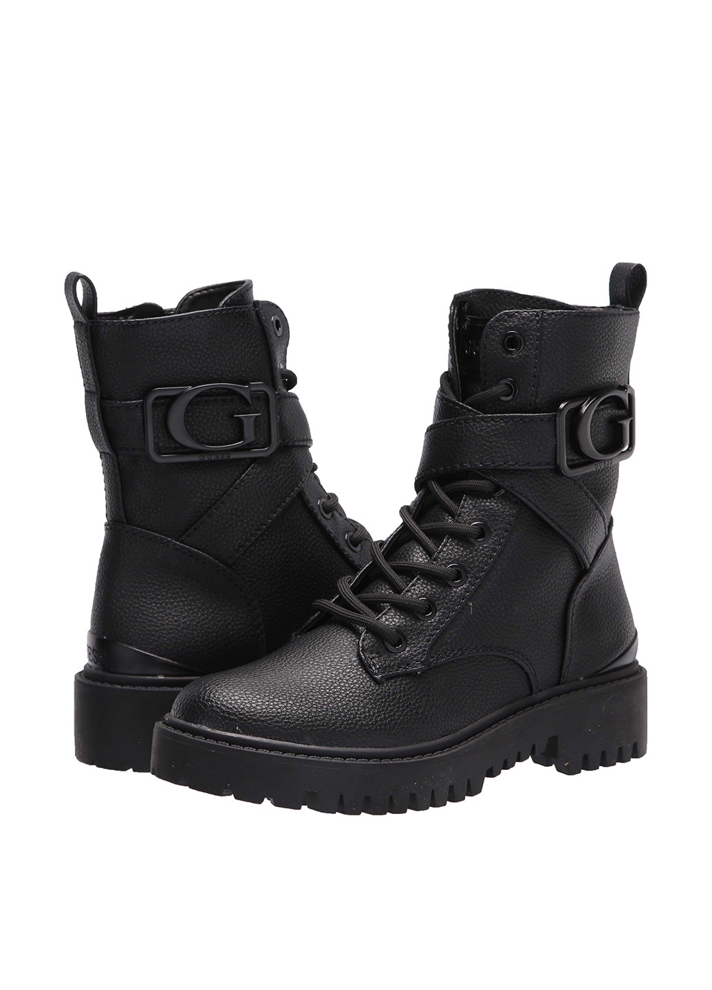 Осенние ботинки берцы Guess со шнуровкой, с пряжкой, с логотипом из искусственной кожи