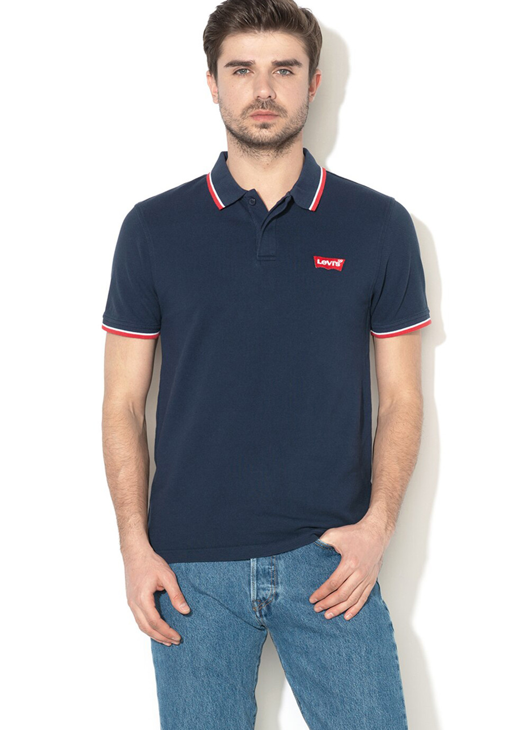 Темно-синяя футболка-поло для мужчин Levi's однотонная