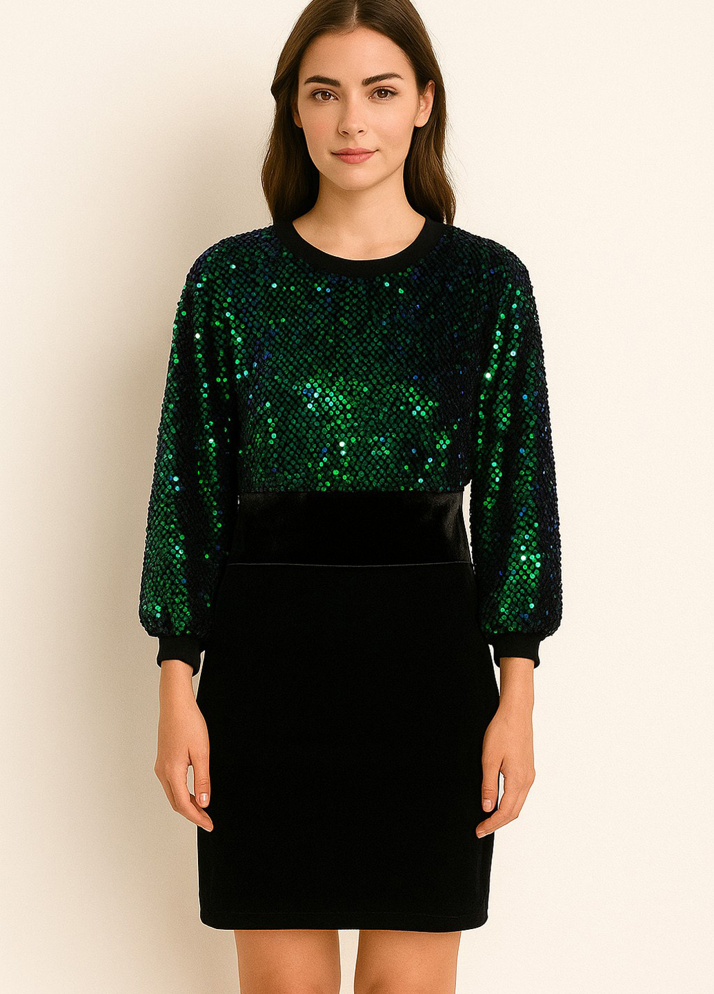 Комбинированное праздничный, коктейльное платье футляр Sassofono колор блок